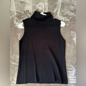 Sleeveless Black Turtleneck Tank Top